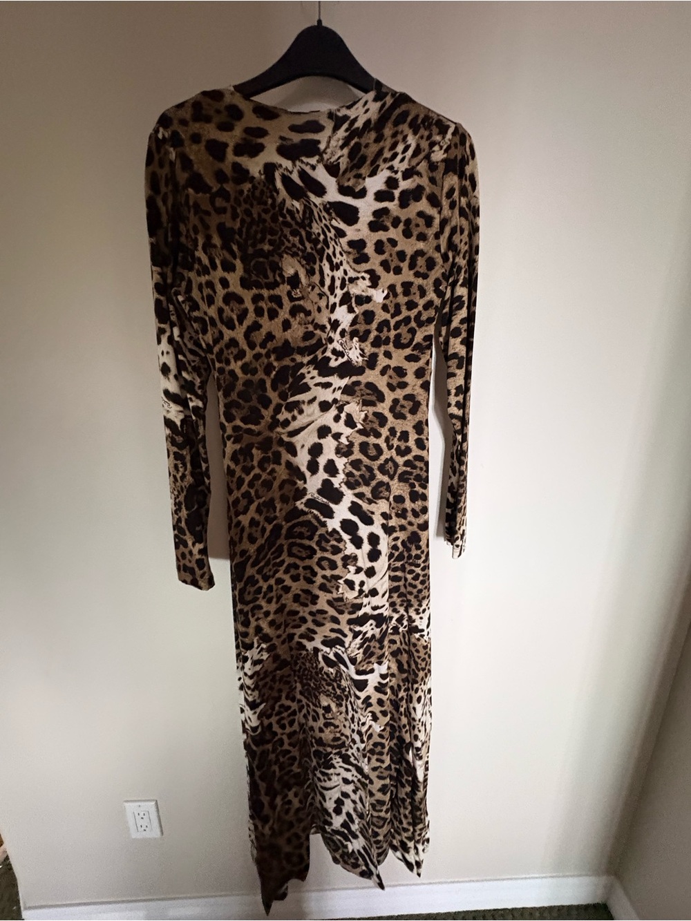 Roberto Cavalli Leopard Print Long Sleeve Maxi Dress - Brown/Black médium - Picture 5 of 11